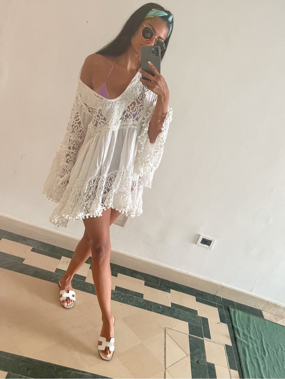 Antica Santoria Italy White Swim Coverup size XS